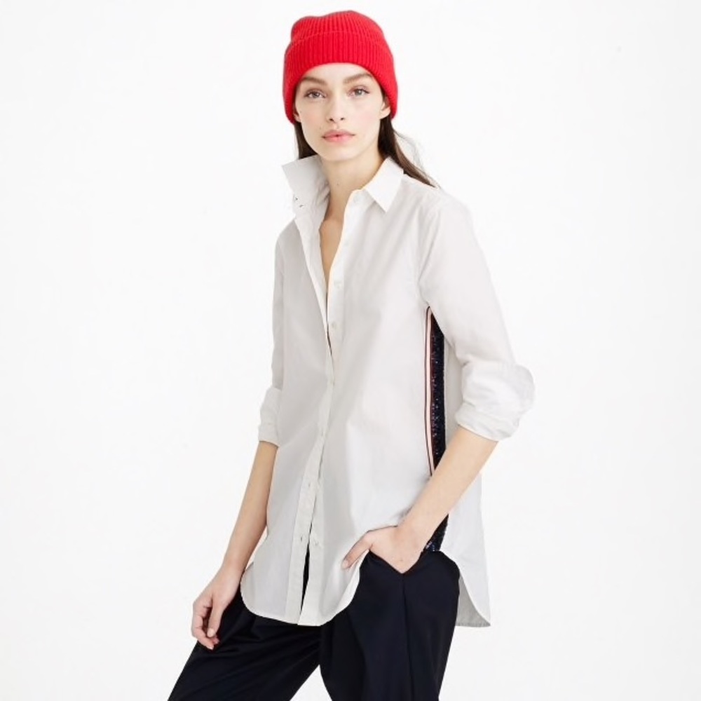J crew white embellished blouse